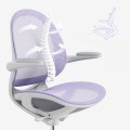 Ergonomiczne krzesło do biurka dla dziecka fioletowe XD 03 fotel z siateczką, podłokietnikami i podnóżkiem obrotowy  - Zdjęcie 8