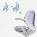Ergonomiczne krzesło do biurka dla dziecka fioletowe XD 03 fotel z siateczką, podłokietnikami i podnóżkiem obrotowy  - Zdjęcie 9